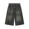 Pantalones de mezclilla holgados de verano de moda para hombre estilo americano transfronterizos, nuevos pantalones casuales versátiles de pierna ancha de alta costura cropped en stock