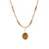 Nuevo Collar de Piedra Ojo de Tigre Maillard con Cuentas para Mujer, Otoño e Invierno Vintage Lujo Ligero Nicho Moda Versátil Gargantilla Cadena de Suéter