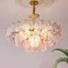 Lámpara de araña de lujo ligero para sala de estar francesa, flor de cinco pétalos creativa, lámpara de cristal de vidrio, moderna y simple para dormitorio, restaurante, lámparas Zhongshan
