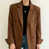 Elegante e estiloso blazer coreano de comprimento médio da moda Dongdaemun, blazer de corte solto estilo coreano