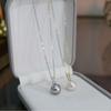 Collar de perlas Shijia importadas de plata 925 con diseño pequeño de cabeza de conejo y cadena de clavícula con una sola perla natural de agua dulce