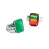 Anillo Cuadrado de Vidrio de Lujo Ligero de Moda Aiyu Anillo de Imitación de Esmeralda Especial para Transmisión en Vivo Venta al por Mayor S5101405