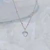 Collar Degradado Fantástico Amor para Mujer Estilo Francés Sencillo Colgante en Forma de Corazón de Piedra Lunar Dulce Estilo Juvenil Cadena Pequeña para Clavícula
