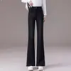 Jeans personalizados de cintura alta para mujer, primavera y otoño, adelgazantes, microcampana, elásticos, ajustados al cuerpo, para ir al trabajo, retro, versátiles, talla grande, largos