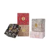 Caja de Empaque para Joyería con Patrón de Estilo Nacional, Caja de Doble Apertura para Pulsera con Etiqueta Dorada, Caja de Empaque para Juego de Anillos y Collares