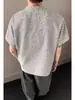 Camiseta Retro Americana de Manga Corta para Hombre con Cuello Mao y Cuello Alto, Nuevo Estilo de Verano Marca de Moda, Fresca y Elegante, Corte Holgado, Talla Grande Top de Manga Media