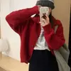 Jaqueta Suéter com Zíper Dongdaemun Coreano para Mulheres, Estilo Coreano de Outono, Cardigan de Tricô Solto e Moderno com Bolsos Versáteis
