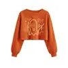 Amazon eBay Moda Europeia Americana Versátil Personalidade Solto Feminino Assustador Fantasma Vazado Cropped Moletom