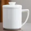 Taza de Té Cerámica Porcelana Blanca Jade Grasa para Oficina Taza de Té de Separación Personal con Filtro y Tapa Taza de Té