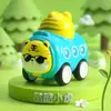 Pressione o Animalzinho de Botão Carrinho de Brinquedo Educacional com Apito Formato de Animal de Estimação Fofo Aprendendo a Engatinhar Deslizante por Inércia Carrinho de Brinquedo para Crianças
