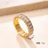 Nuevas Joyas Europeas y Americanas de Acero Inoxidable, Anillo de Acero de Titanio con Incrustaciones de Circonita a la Moda Estilo Ins, Anillo Versátil de Diseño de Nicho