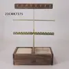 Suporte de joias vintage em madeira envelhecida com ganchos + haste para pulseiras + fendas para brincos e base com gaveta