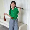 Primavera 2026 Ropa Nueva para Niños Estilo Coreano Suéter de Moda Cárdigan Tejido Pantalones de Cuadros Sueltos de Pierna Ancha para Niños