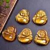 Colgante de Buda de piedra ojo de tigre natural colgante de piedra de madera tallado tridimensional hecho a mano accesorios de collar para parejas de hombres y mujeres