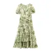 Vestido de verão feminino com estampa, gola redonda, manga curta, estilo europeu e americano, 2026 10729