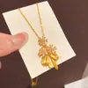 Nuevo Collar con Colgante de Flor de Lazo Estilo Chino, Cadena para Clavícula de Temperamento Suave Francés, Cadena de Cuello Versátil de Moda y Exquisita para Mujeres