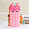 Estuche de papelería para alumnos, estuche de lápices de silicona con diseño de unicornio DIY, estuche para lápices pionero de roedores, estuche para lápices funcional para niños