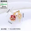 Pendientes de botón de esmalte de rosa y perla estilo japonés con flores frescas y un toque elegante, Juego de joyería para orejas de chica dulce y súper de hadas