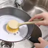 Cepillo de Limpieza de Cocina con Mango Largo, Cepillo Descontaminante para Ollas del Hogar, Cepillo para Lavar Platos, Cepillo Colgable para Limpiar Fregadero y Estufa