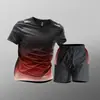 Traje Deportivo de Secado Rápido para Hombre, Verano Hielo Seda Manga Corta Pantalones Cortos Camiseta Ropa para Correr Exportación Transfronteriza Venta al por Mayor de Fábrica