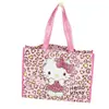 Bolsa Plegable Portátil de Gran Capacidad con Estampado de Leopardo de Hello Kitty con Licencia Oficial, Nueva Bolsa de Compras de la Serie Familia Sanrio