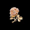 Broche de rosa, acessório de vestuário da moda, cristal rosa, embelezamento de alta costura para vestidos e casacos, design elegante, broche de cheongsam