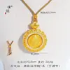 Colar Puzao Gold Shop Estilo Igual Banhado a Ouro Cravejado de Diamantes Filigrana Ruyi Deus da Riqueza Amarelo Imitação Turmalina, Novo Estilo Chinês Gargantilha de Alta Qualidade