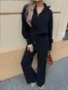 Nuevo Estilo Otoño e Invierno Europeo y Americano Estilo Perezoso Conjunto de Suéter Cardigan para Mujer Tops Cómodos Europeos y Americanos + Pantalones Conjunto de Dos Piezas Tejido