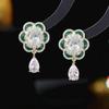 Acessórios Yiwu Temperamento Francês Nicho Brincos de Alta Qualidade Atacado Zircônia Incrustada Flor Gota de Óleo Brincos Pendentes Femininos