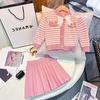 Exclusivo Vestido de Punto de Dos Piezas con Lazo Estilo Chanel para Niña