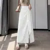 Verão 2026 Nova Saia Bodycon com Fenda Franzida Estilo Coreano e Japonês Design Plissado Fenda Elegante com Fita Fluida A13035