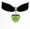 Collar gótico de terciopelo negro con colgante de corazón de cristal rojo grande, comercio exterior transfronterizo, directo de fábrica