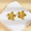 Pendientes de flores grandes de oro retro exagerados de Europa y Estados Unidos INS, pendientes geométricos de acero inoxidable de moda con diseño de pendientes con sentido
