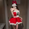 Lingerie Sexy Personalizada Uniforme de Natal Tentação Inverno Camisola de Pelúcia Ano Novo Camisola com Suspensórios Casal Flertando