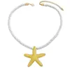Colar Estrela do Mar Tridimensional Estilo Novo Boêmio Transfronteiriço Europeu e Americano para Mulheres, Colar Oceânico da Moda Estilo Férias na Praia