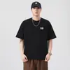 Roupas Masculinas Fengshe / Nova Camiseta de Manga Curta para Homens 2026, Camiseta Casual Versátil com Estampa de Letras, Tecido Pesado