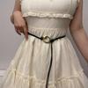 Corrente de Cintura Trançada de Couro Dourado, Cinto Feminino com Nó para Decoração de Suéter e Jeans