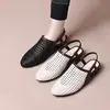 Sandalias tejidas caladas de tacón bajo, Novedad Verano 2026, Sandalias versátiles cómodas de punta redonda para mujer