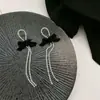 Pendientes Largos de Borla y Lazo de Lujo Ligero de Alta Gama para Mujer, Pendientes Largos Elegantes, Pendientes Dulces de Celebridad de Internet