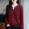 Cárdigan de Punto de Dos Piezas Falsas con Bloques de Color Estilo Coreano para Mujer en Otoño Nuevo Diseño de Botones Holgado de Manga Larga Prendas de Punto Jersey de Punto para Mujer