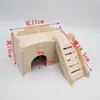 Brinquedo de Madeira Maciça para Hamster Casa Villa de Dois Andares Abrigo Ninho de Galinha Rotina Suprimentos de Paisagismo Urso Dourado Casa Cabana