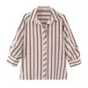 Camisa Rayada Casual Ajustable de Manga Larga/Corta para Mujer Nueva Primavera 2026 AliExpress Transfronterizo 5029205