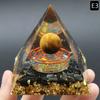 1322-6 cm bola de cristal natural pirâmide ornamentos resina envolto cascalho anel de aço folha de ouro ornamentos de pirâmide