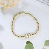 Pulseira de Contas Redondas com 26 Letras Europeia e Americana Simples, Moderna para o Dia a Dia, Pulseira Empilhável Popular, Presente de Aniversário e Feriado