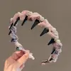 Exquisita Diadema Alta con Ondas de Perlas Degradadas para Mujeres con Dientes, Diadema Antideslizante para Lavarse la Cara, Pasador, Diadema