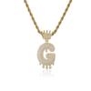 Moda Europea y Americana corona gota de agua letras Nuevo Hip Hop 26 letras collar colgante baño de oro real joyería punk