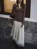Falda Irregular con Empalme de Encaje para Mujer, Nuevo Estilo Primavera/Verano 2026, Textura de Satén de Seda de Acetato, Elegante Falda Ajustada al Cuerpo que Resalta la Cadera