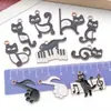 Dibujo Lindo Gato Negro Piano Nota Musical Gota de Aceite Colgante DIY Collar Cadena de Teléfono Colgante Accesorios de Joyería