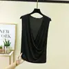 Camiseta básica ligera 2026 con diseño cruzado, sin mangas, cuello en V, de modal, top tipo tank top versátil para mujer, salida de baño de verano