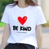 Camiseta Base Casual de Moda con Estampado Floral de Letras para Mujer, Estilo Coreano Cuello Redondo Ins Juventud Manga Corta Camiseta Popular